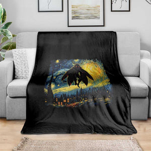 Mothman Throw Blanket Starry Night Van Gogh Cryptid Lover TS10 Print Your Wear