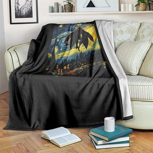 Mothman Throw Blanket Starry Night Van Gogh Cryptid Lover TS10 Print Your Wear