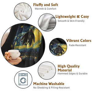 Mothman Throw Blanket Starry Night Van Gogh Cryptid Lover TS10 Print Your Wear