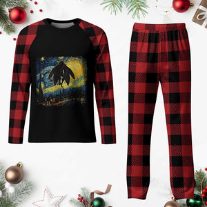 Mothman Plaid Pajama Set Starry Night Van Gogh Cryptid Lover TS10 Buffalo Plaid Print Your Wear