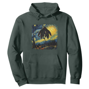Mothman Hoodie Starry Night Van Gogh Cryptid Lover TS10 Dark Forest Green Print Your Wear