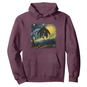 Mothman Hoodie Starry Night Van Gogh Cryptid Lover TS10 Maroon Print Your Wear