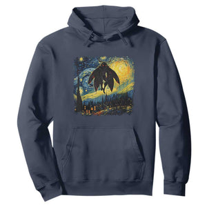 Mothman Hoodie Starry Night Van Gogh Cryptid Lover TS10 Navy Print Your Wear