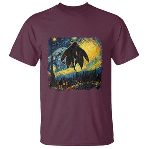 Mothman T Shirt Starry Night Van Gogh Cryptid Lover TS10 Maroon Print Your Wear