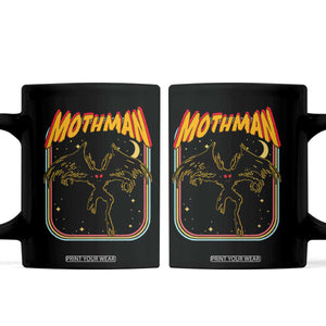 Retro Mothman Coffee Mug Vintage Comicbook Style Cryptid Lore Cryptozoology TS10 Black Print Your Wear