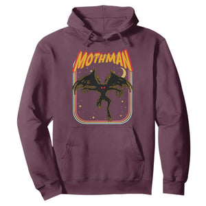 Retro Mothman Hoodie Vintage Comicbook Style Cryptid Lore Cryptozoology TS10 Maroon Print Your Wear