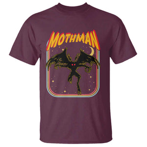 Retro Mothman T Shirt Vintage Comicbook Style Cryptid Lore Cryptozoology TS10 Maroon Print Your Wear