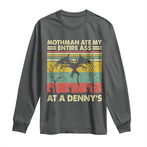 Funny Mothman Eat My Entire Ass Long Sleeve Shirt Vintage Cryptid Funny Mothman Meme TS10 Dark Heather Print Your Wear