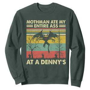 Funny Mothman Eat My Entire Ass Sweatshirt Vintage Cryptid Funny Mothman Meme TS10 Dark Forest Green Print Your Wear