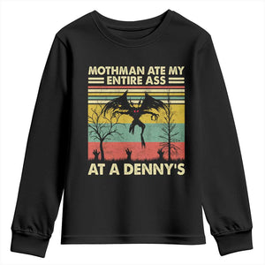 Funny Mothman Eat My Entire Ass Youth Sweatshirt Vintage Cryptid Funny Mothman Meme TS10 Black Print Your Wear