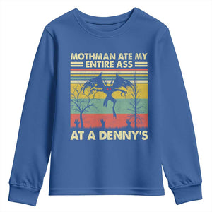 Funny Mothman Eat My Entire Ass Youth Sweatshirt Vintage Cryptid Funny Mothman Meme TS10 Royal Blue Print Your Wear