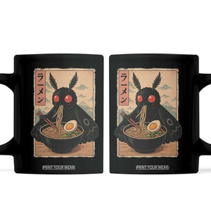 Funny Mothman Ramen Coffee Mug Japanese Kawaii Noodles Cryptid Retro Manga Anime TS10 Black Print Your Wear