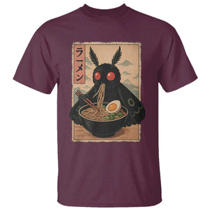 Funny Mothman Ramen T Shirt Japanese Kawaii Noodles Cryptid Retro Manga Anime TS10 Maroon Print Your Wear