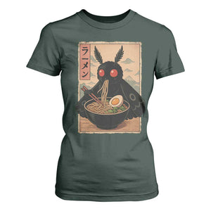 Funny Mothman Ramen T Shirt For Women Japanese Kawaii Noodles Cryptid Retro Manga Anime TS10 Dark Forest Green Print Your Wear