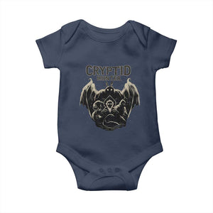 Retro Cryptid Hunter Baby Onesie Mothman Bigfoot Loch Ness Monster Cryptids TS10 Navy Print Your Wear