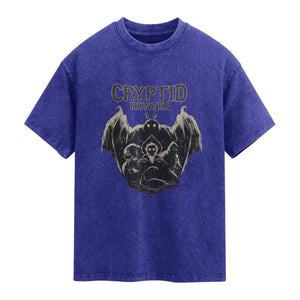 Retro Cryptid Hunter Washed Cotton T-Shirt Mothman Bigfoot Loch Ness Monster Cryptids