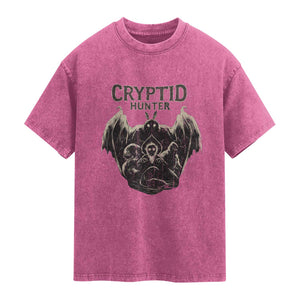 Retro Cryptid Hunter Washed Cotton T-Shirt Mothman Bigfoot Loch Ness Monster Cryptids