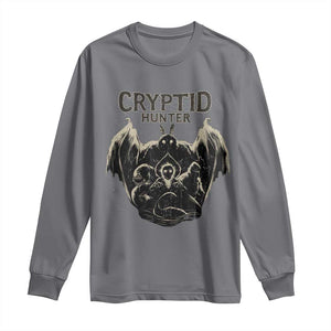 Retro Cryptid Hunter Long Sleeve Shirt Mothman Bigfoot Loch Ness Monster Cryptids TS10 Charcoal Print Your Wear
