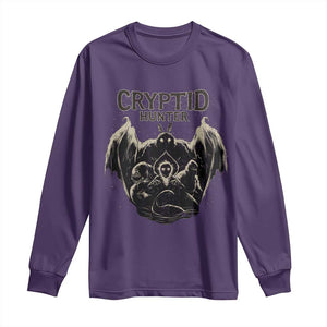 Retro Cryptid Hunter Long Sleeve Shirt Mothman Bigfoot Loch Ness Monster Cryptids TS10 Purple Print Your Wear