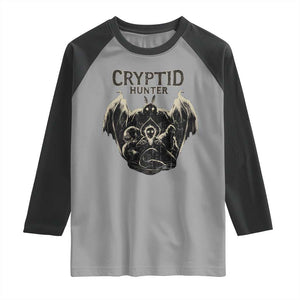Retro Cryptid Hunter Raglan Shirt Mothman Bigfoot Loch Ness Monster Cryptids TS10 Sport Gray Black Print Your Wear