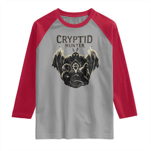 Retro Cryptid Hunter Raglan Shirt Mothman Bigfoot Loch Ness Monster Cryptids TS10 Sport Gray Red Print Your Wear
