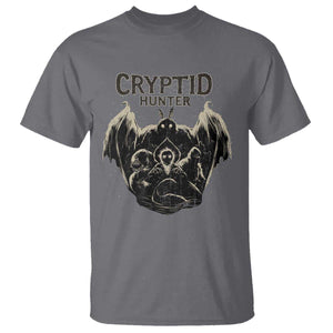 Retro Cryptid Hunter T Shirt Mothman Bigfoot Loch Ness Monster Cryptids TS10 Charcoal Print Your Wear