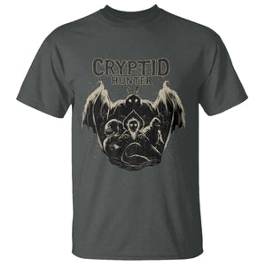 Retro Cryptid Hunter T Shirt Mothman Bigfoot Loch Ness Monster Cryptids TS10 Dark Heather Print Your Wear