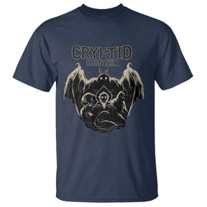 Retro Cryptid Hunter T Shirt Mothman Bigfoot Loch Ness Monster Cryptids TS10 Navy Print Your Wear