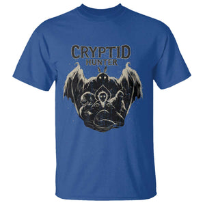 Retro Cryptid Hunter T Shirt Mothman Bigfoot Loch Ness Monster Cryptids TS10 Royal Blue Print Your Wear