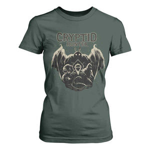 Retro Cryptid Hunter T Shirt For Women Mothman Bigfoot Loch Ness Monster Cryptids TS10 Dark Forest Green Print Your Wear