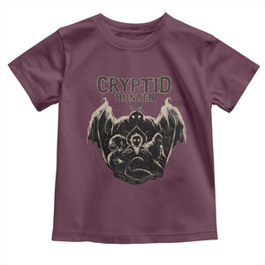 Retro Cryptid Hunter Toddler T Shirt Mothman Bigfoot Loch Ness Monster Cryptids TS10 Maroon Print Your Wear