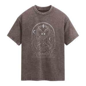 Mothman Washed Cotton T-Shirt Cryptid Paranormal Occult Horror Gothic Monster