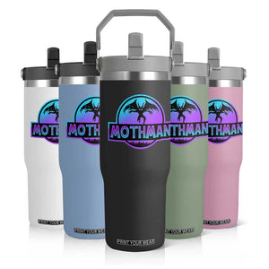Mothman Flip Straw Tumbler Retro Neon Cryptid Paranormal Horror Monster TS10 Print Your Wear