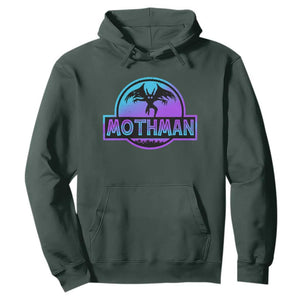 Mothman Hoodie Retro Neon Cryptid Paranormal Horror Monster TS10 Dark Forest Green Print Your Wear