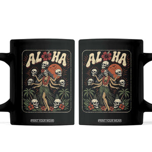 Aloha Skull Coffee Mug Hibiscus Flower Hula Dancer Dark Tropical Beach Gothic Hawaiian Vibe TS10 Black Print Your Wear