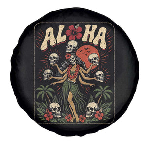 Aloha Skull Spare Tire Cover Hibiscus Flower Hula Dancer Dark Tropical Beach Gothic Hawaiian Vibe TS10 Print Your Wear