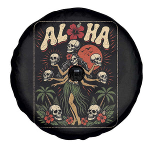 Aloha Skull Spare Tire Cover Hibiscus Flower Hula Dancer Dark Tropical Beach Gothic Hawaiian Vibe TS10 Print Your Wear