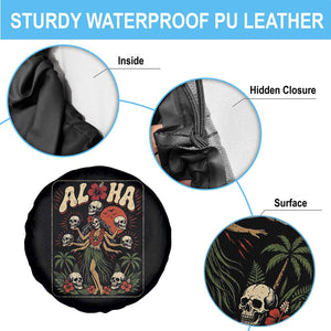 Aloha Skull Spare Tire Cover Hibiscus Flower Hula Dancer Dark Tropical Beach Gothic Hawaiian Vibe TS10 Print Your Wear