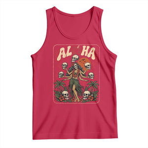 Aloha Skull Tank Top Hibiscus Flower Hula Dancer Dark Tropical Beach Gothic Hawaiian Vibe TS10 Red Print Your Wear