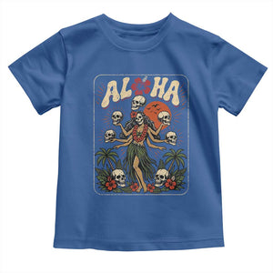 Aloha Skull Toddler T Shirt Hibiscus Flower Hula Dancer Dark Tropical Beach Gothic Hawaiian Vibe TS10 Royal Blue Print Your Wear