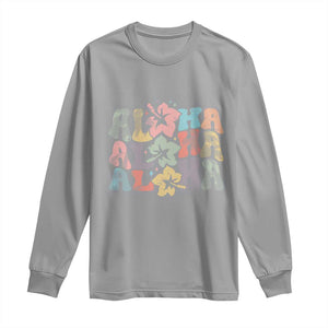 Aloha Long Sleeve Shirt Hawaiian Hawaii Trip Family Vacation Hibiscus Flowers TS10 Sport Gray Print Your Wear