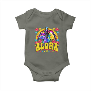 Hawaii Family Vacation Baby Onesie Tie Dye Groovy Hibicus Flower Beach Vacay Hawaiian Christmas TS10 Military Green Print Your Wear