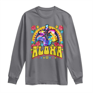 Hawaii Family Vacation Long Sleeve Shirt Tie Dye Groovy Hibicus Flower Beach Vacay Hawaiian Christmas TS10 Charcoal Print Your Wear