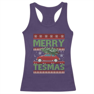 Funny Christmas Truck Racerback Tank Top Merry Tesmas Cybertruck Futuristic Car Ugly Sweater TS10 Purple Print Your Wear