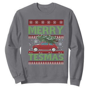 Funny Christmas Truck Sweatshirt Merry Tesmas Cybertruck Futuristic Car Ugly Sweater TS10 Charcoal Print Your Wear