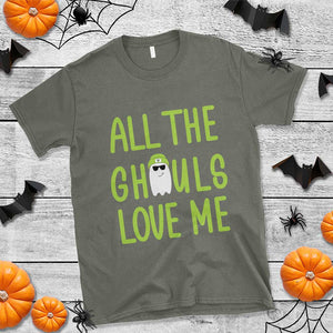 Halloween Boo Ghost Cute Costume T Shirt Funny All The Ghouls Love Me Shirt Boys Toddler Girls Kids Youth TS10 Military Green Print Your Wear
