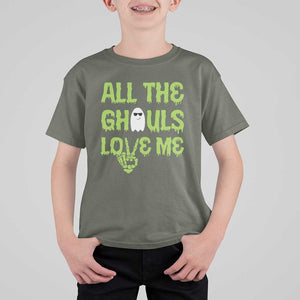 Halloween Skeleton Boo Ghost Cute Costume T Shirt For Kid Funny All The Ghouls Love Me Shirt Boys Toddler Girls Kids Youth TS10 Military Green Print Your Wear