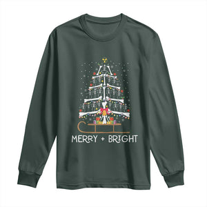 Christmas Radiology Long Sleeve Shirt Merry and Bright Dancing Skeleton Xmas Tree Rad Tech Gift TS10 Dark Forest Green Print Your Wear