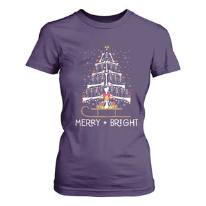 Christmas Radiology T Shirt For Women Merry and Bright Dancing Skeleton Xmas Tree Rad Tech Gift TS10 Purple Print Your Wear
