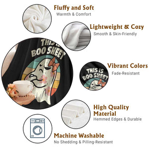 Retro Halloween Costume Women Throw Blanket This Is Boo Sheet Cute Spooky Ghost TS10 Print Your Wear